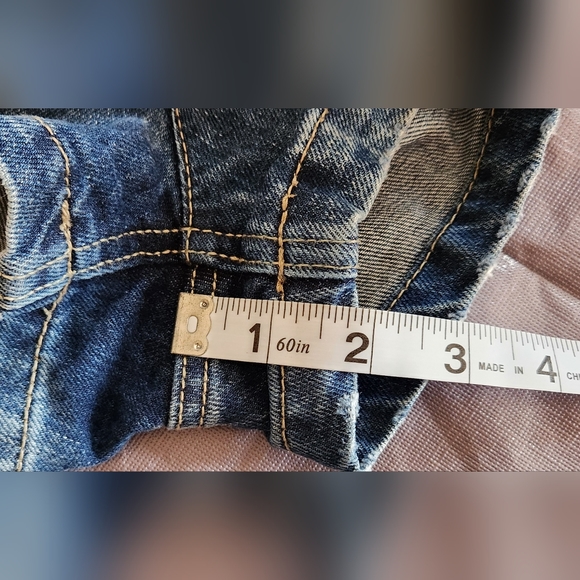 Zara Overalls TRF Blue Denim Womens Shorts Size L With Zipper On The Side - Picture 13 of 16